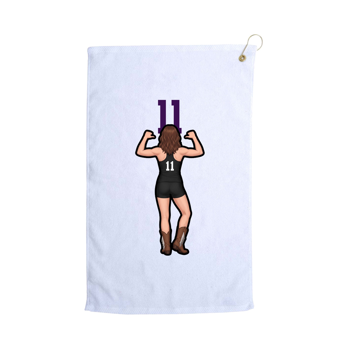 Golf Towel — Number Top in White