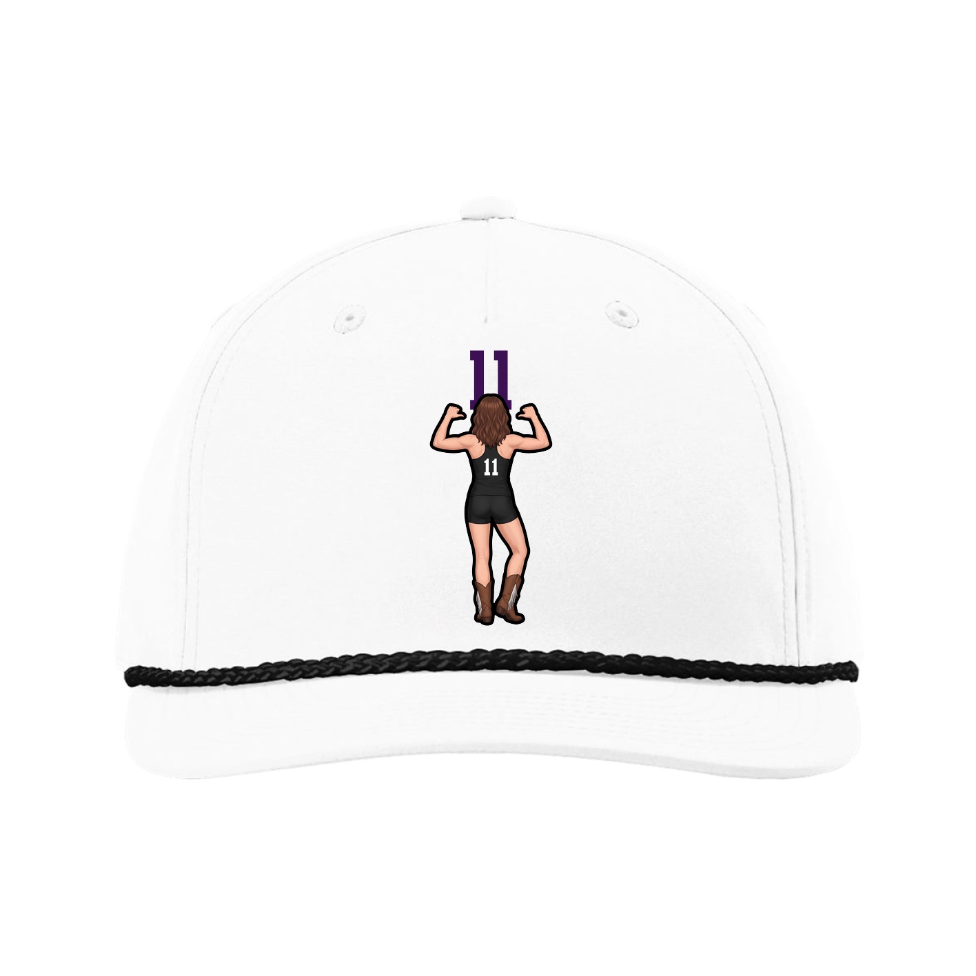 Five-Panel Classic Rope Cap — Number Top in White