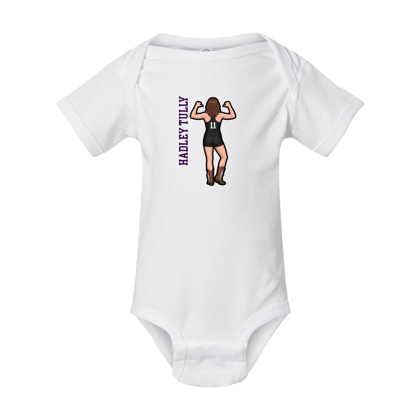 Baby Onesie — Name Vertical in White