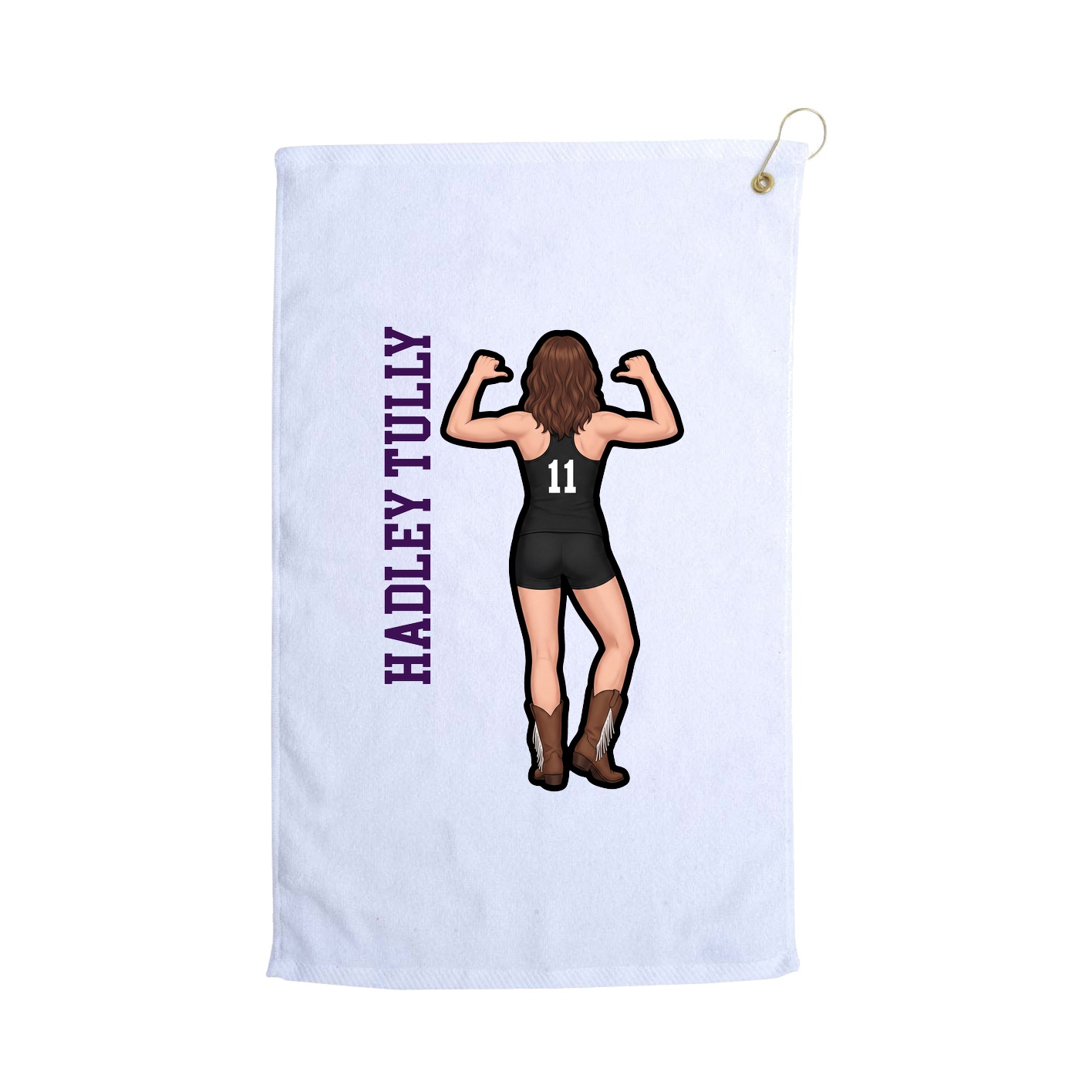 Golf Towel — Name Vertical in White