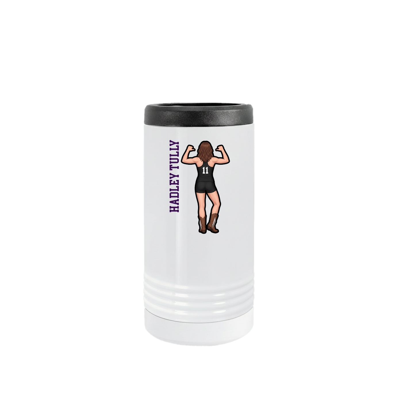 Slim Beverage Holder — Name Vertical in White