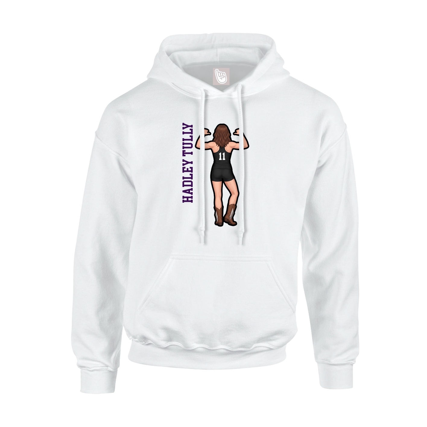 Youth Hoodie — Name Vertical in White