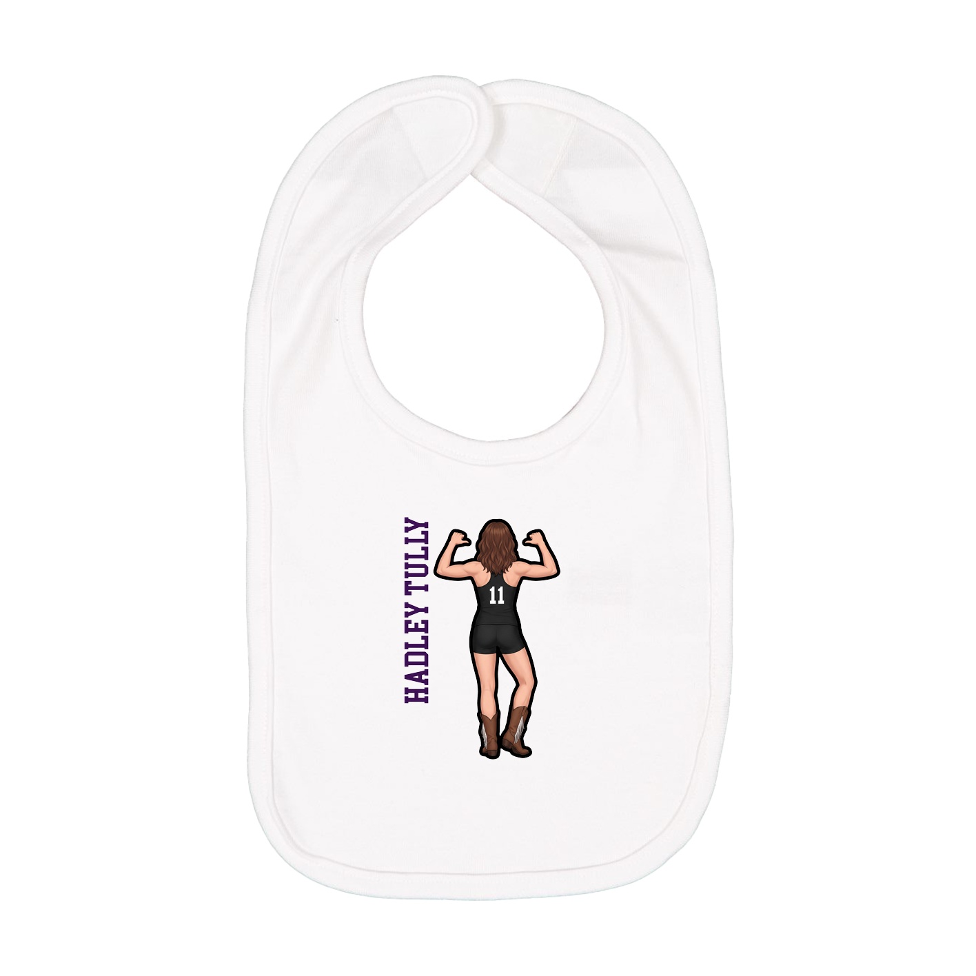 Infant Bib — Name Vertical in White