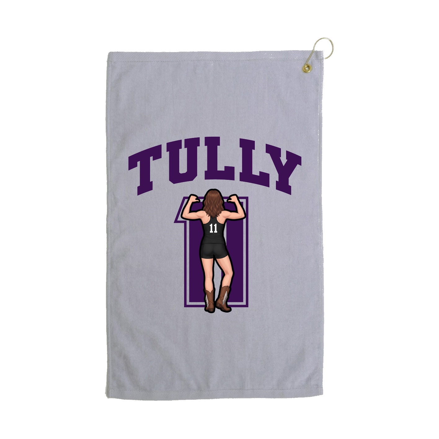 Golf Towel — Number in Grey