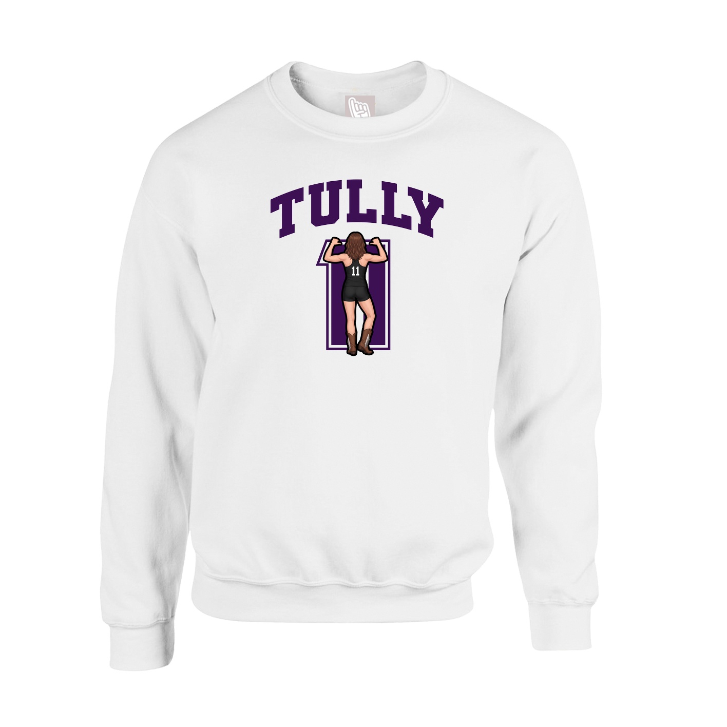 Fleece Crew — Number in White