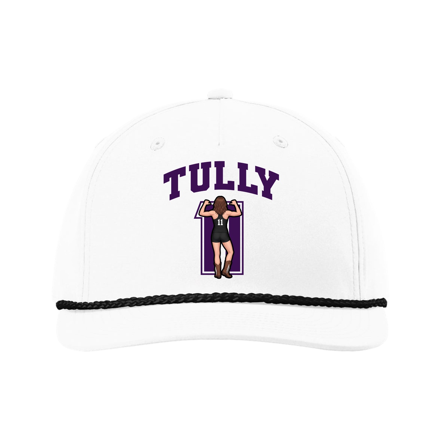 Five-Panel Classic Rope Cap — Number in White