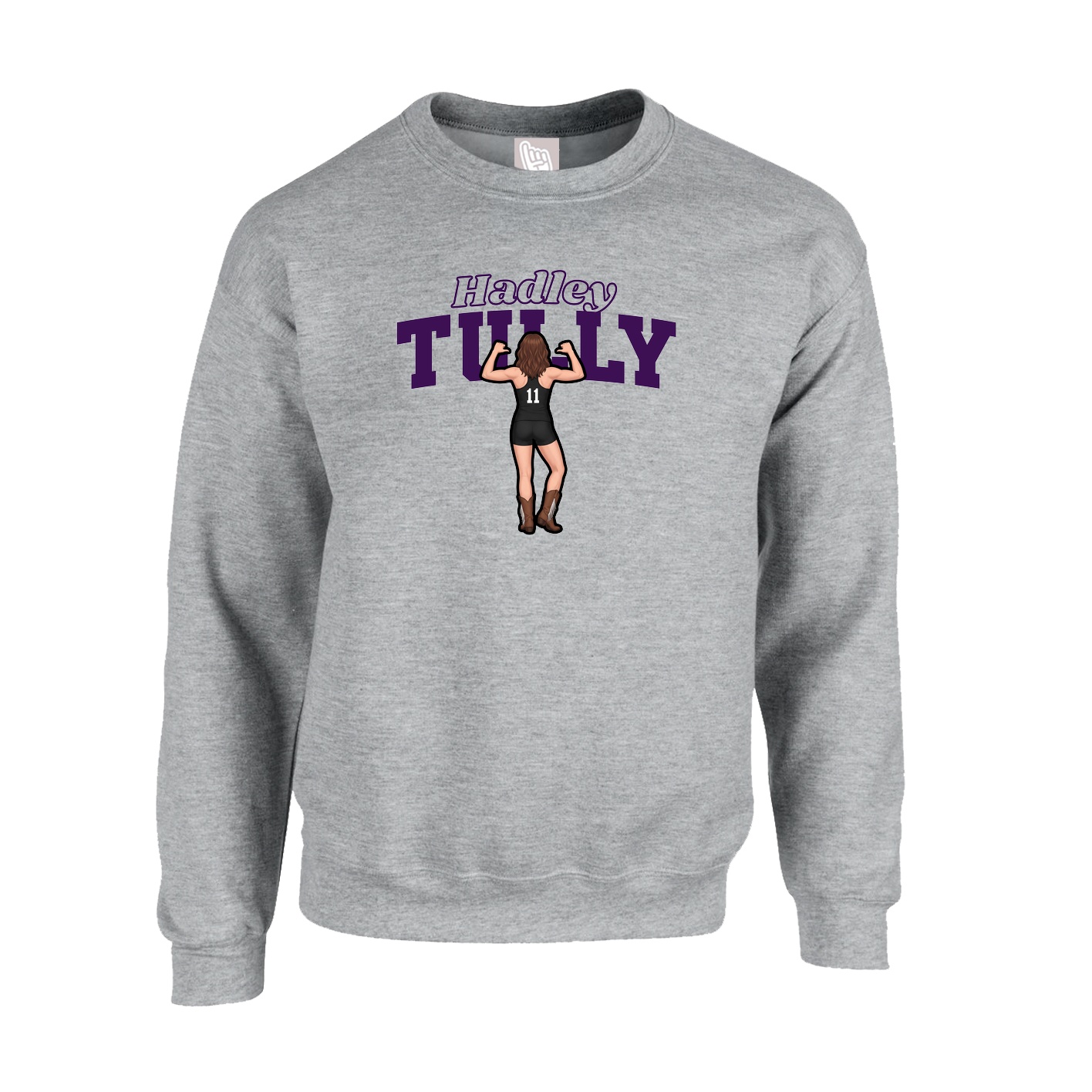Fleece Crew — Name Arch in Grey