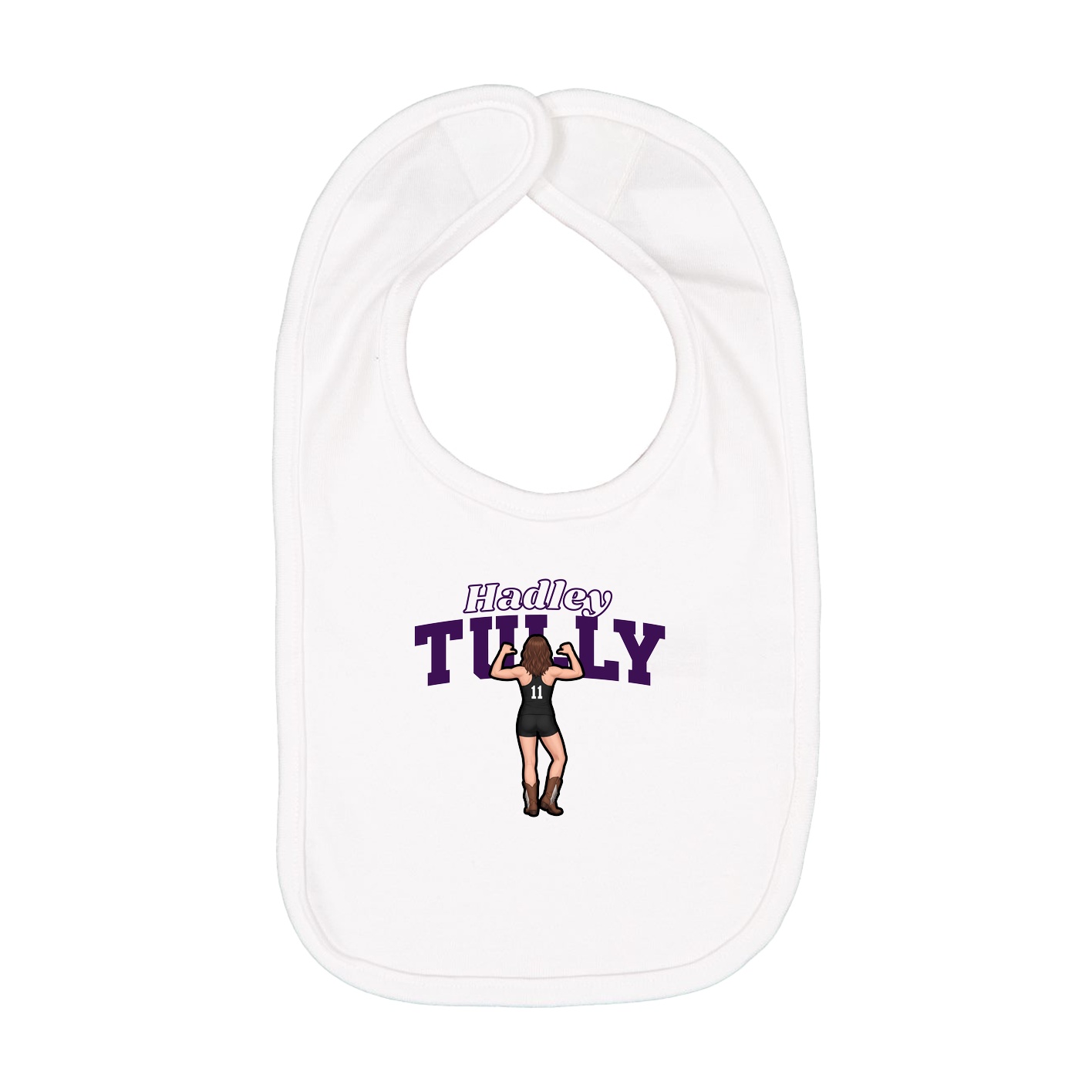 Infant Bib — Name Arch in White