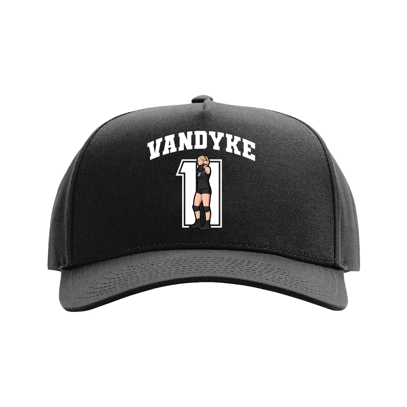 Full Fabric Five-Panel Champ Cap — Number in Black