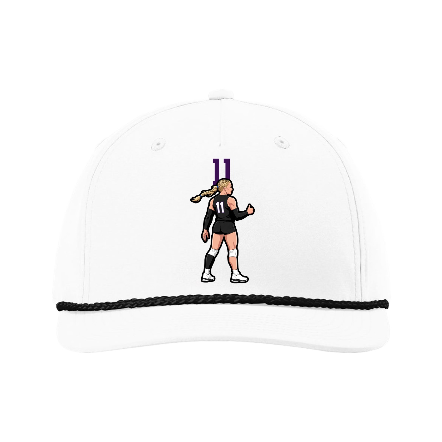 Five-Panel Classic Rope Cap — Number Top in White