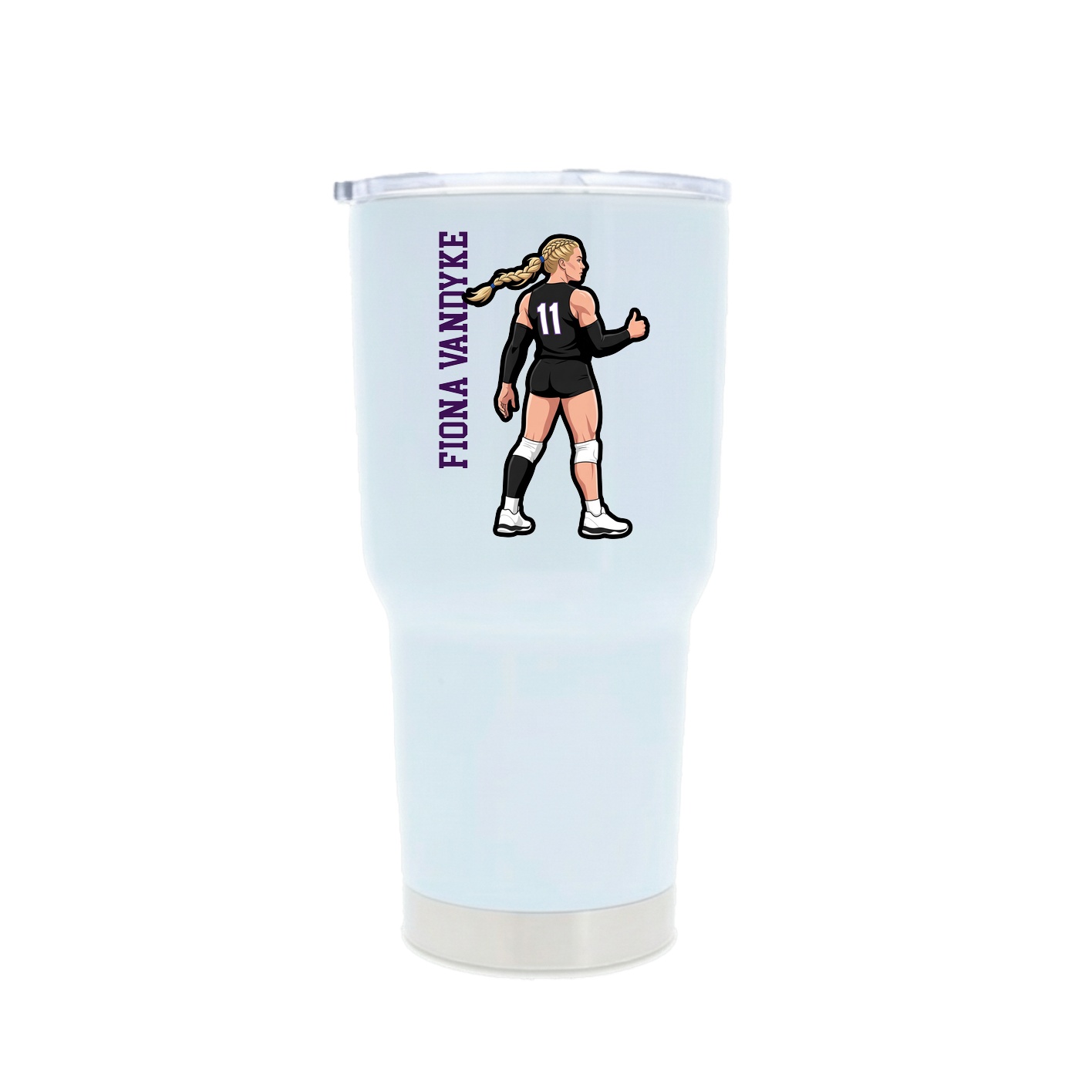 30oz Stainless Steel Tumbler — Name Vertical in White
