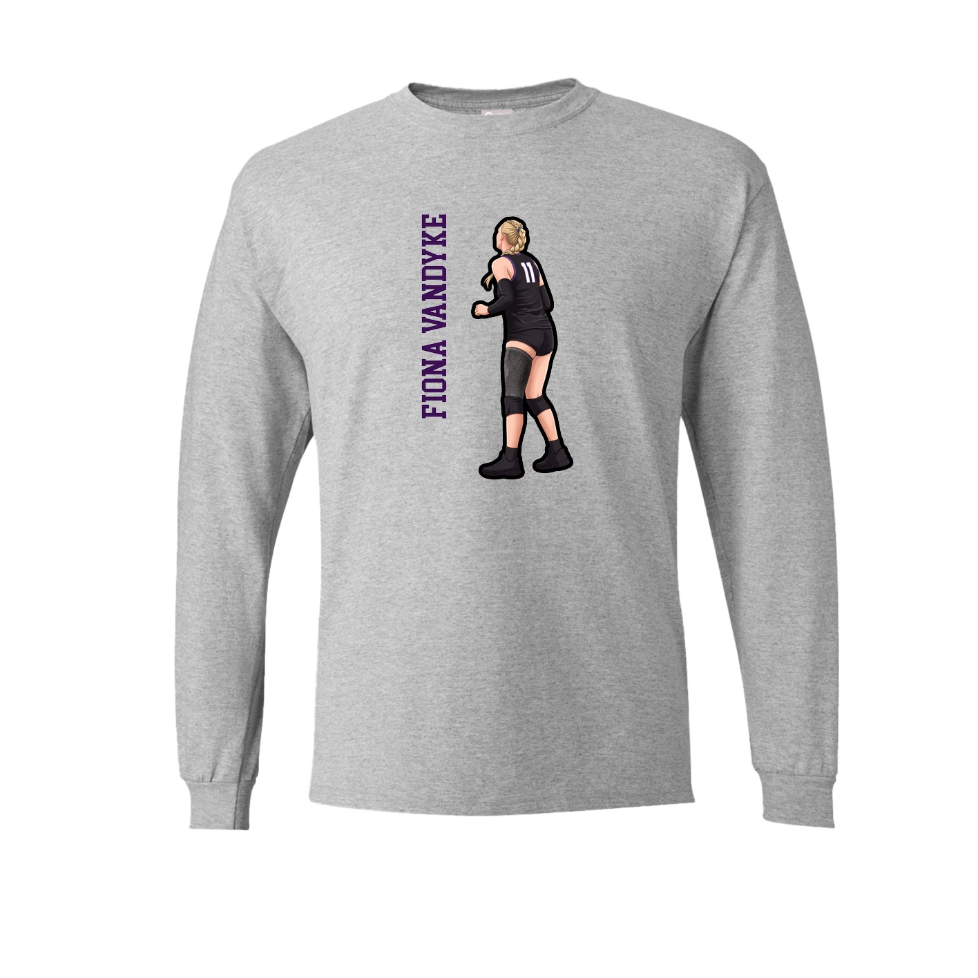 Long Sleeve Tee — Name Vertical in Grey