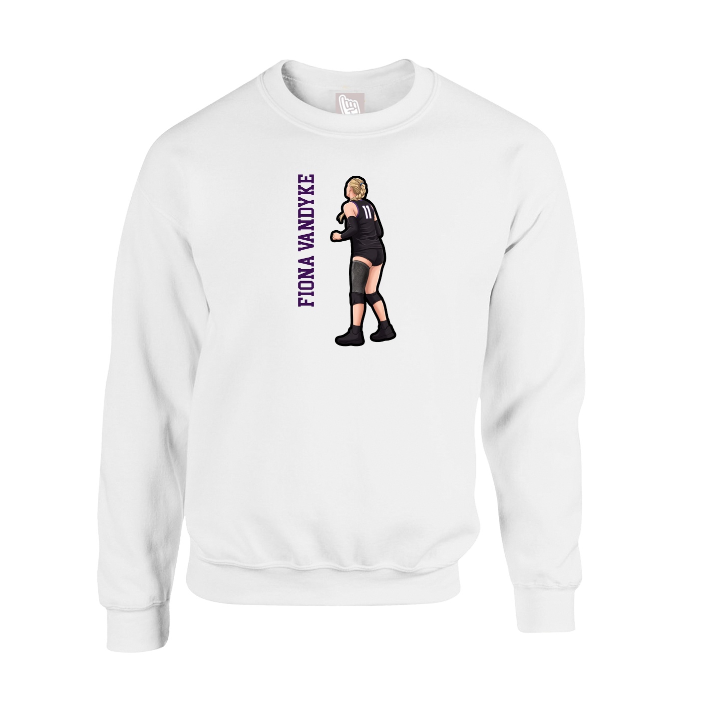 Fleece Crew — Name Vertical in White