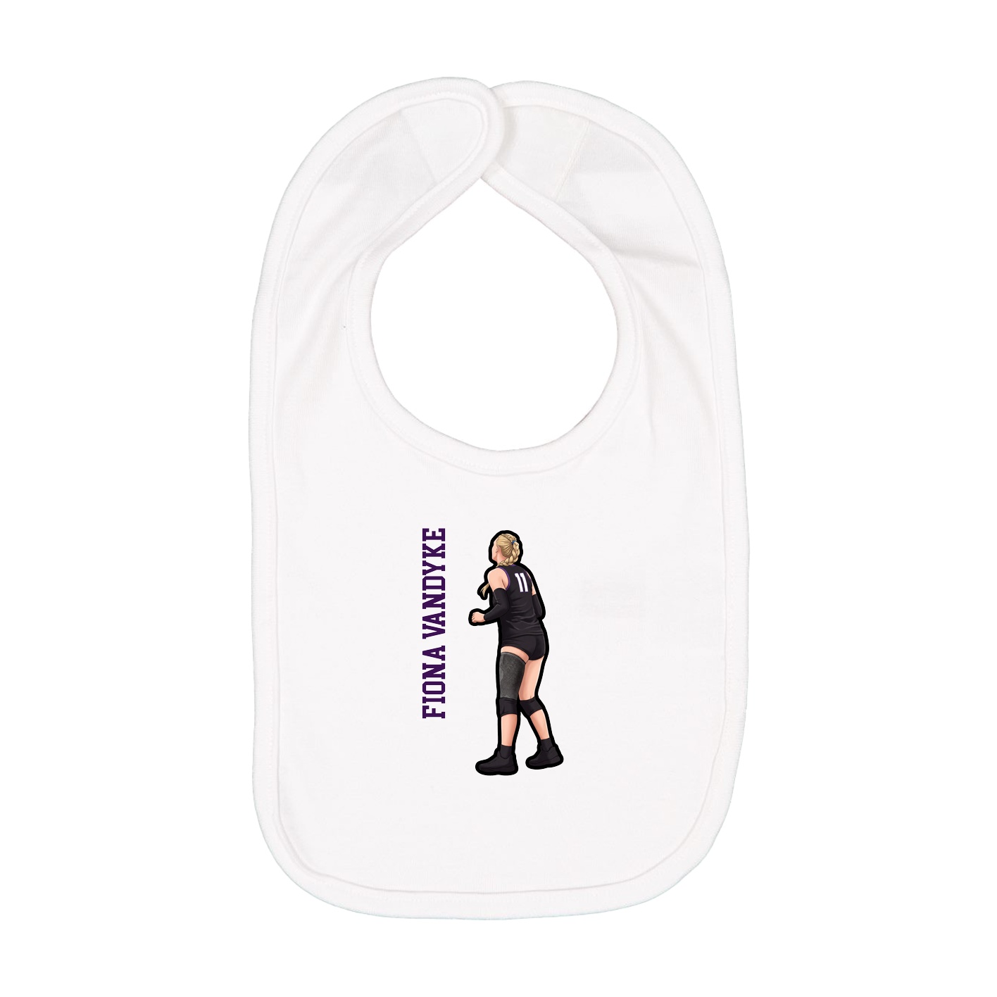 Infant Bib — Name Vertical in White