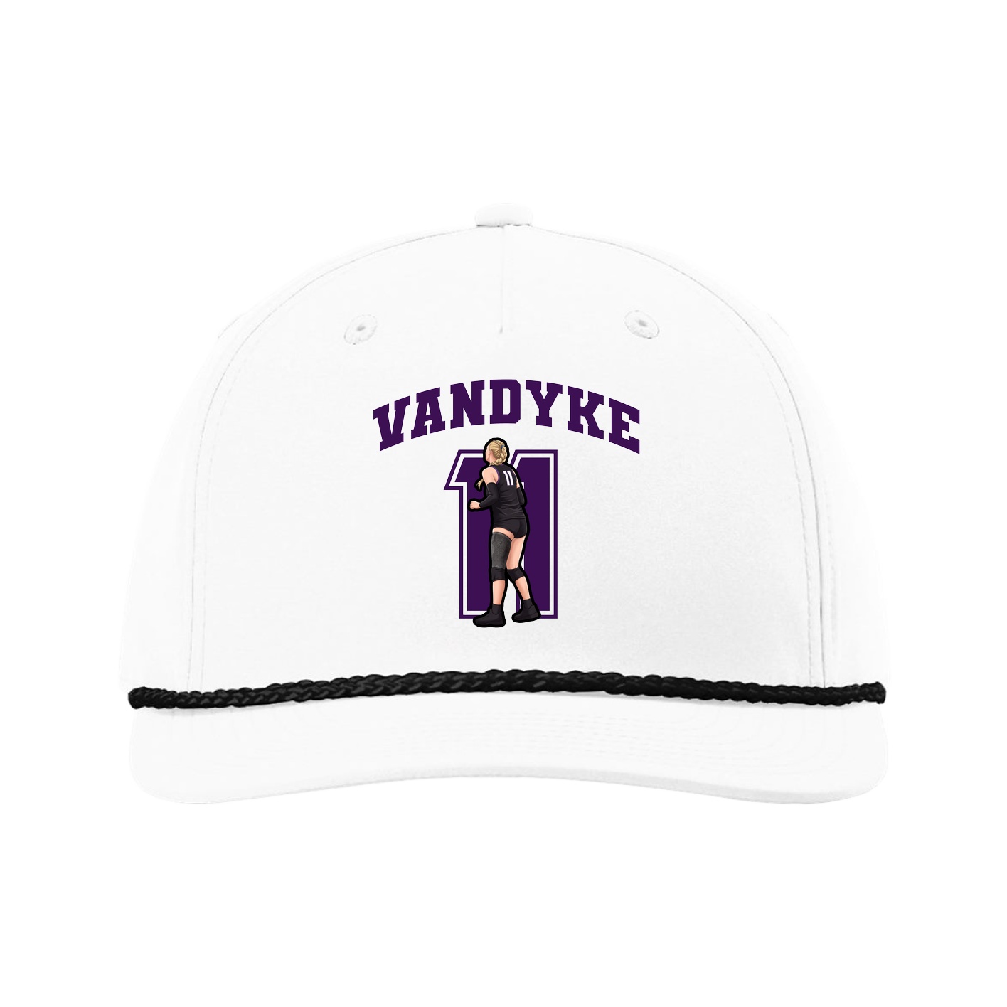 Five-Panel Classic Rope Cap — Number in White