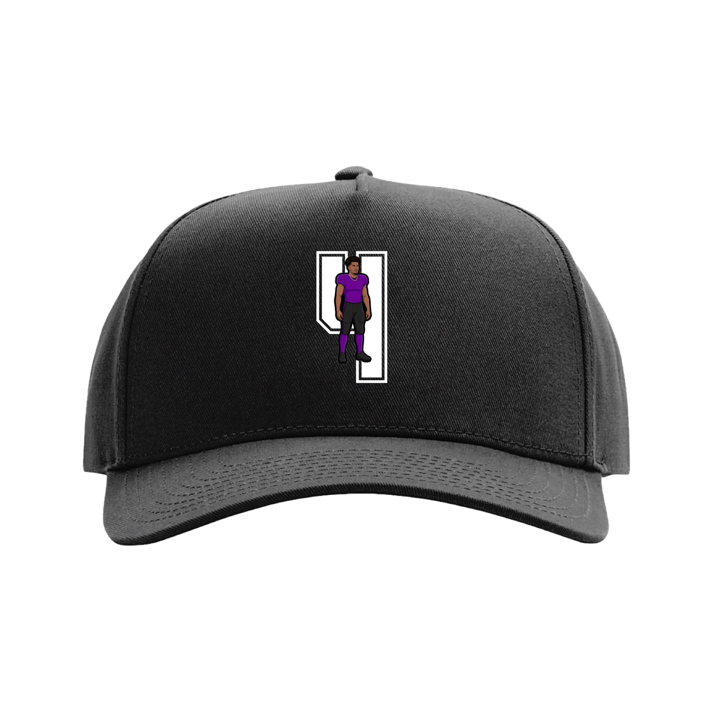 Full Fabric Five-Panel Champ Cap — Number in Black