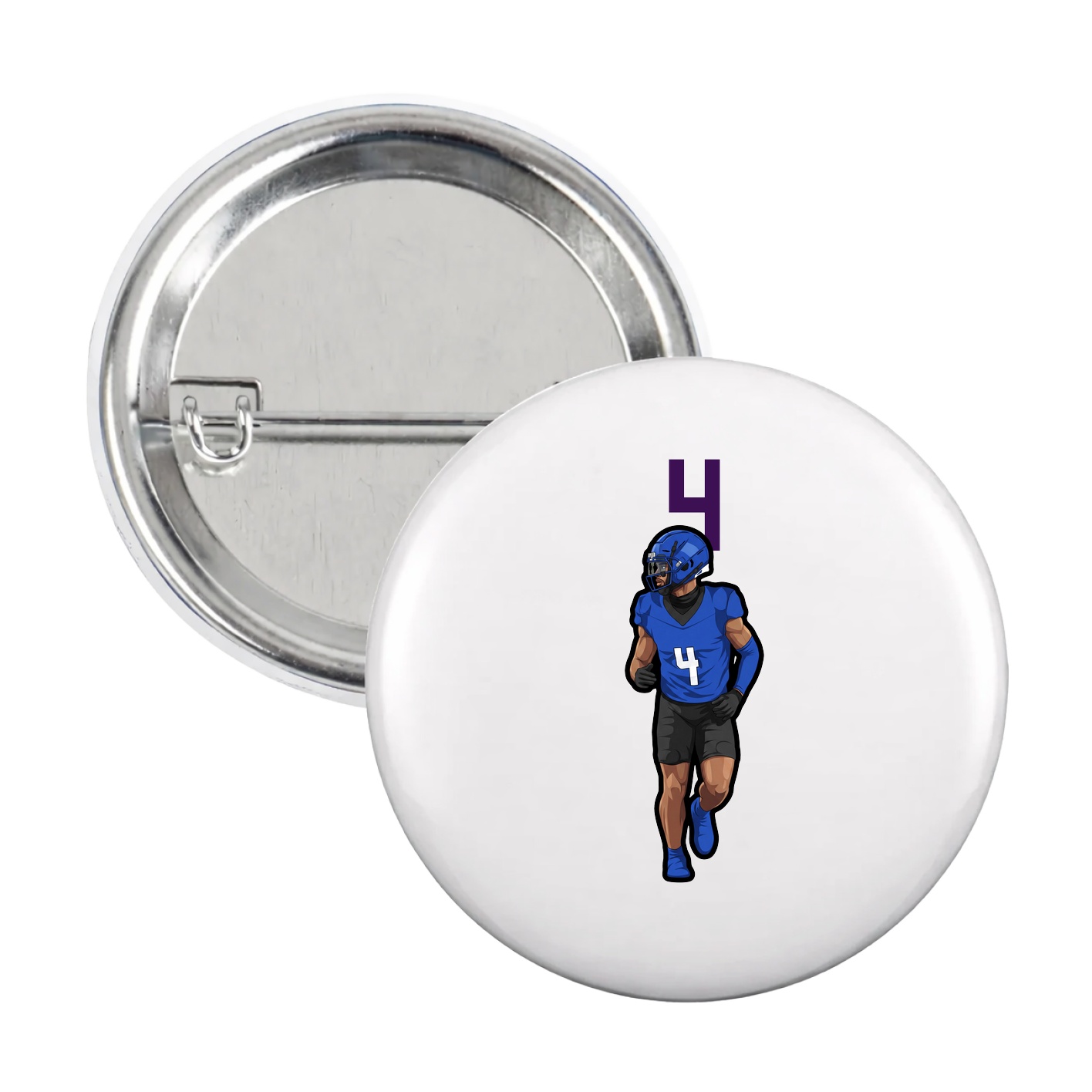 Game Day Button — Number Top in White