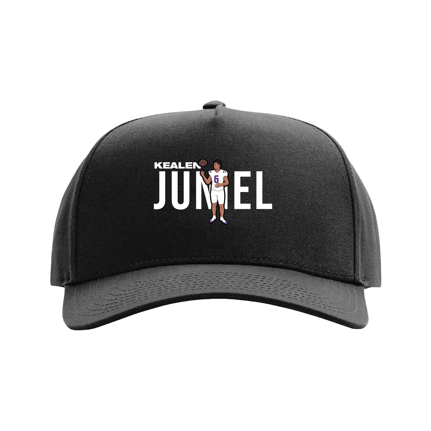 Full Fabric Five-Panel Champ Cap — Player Name in Black