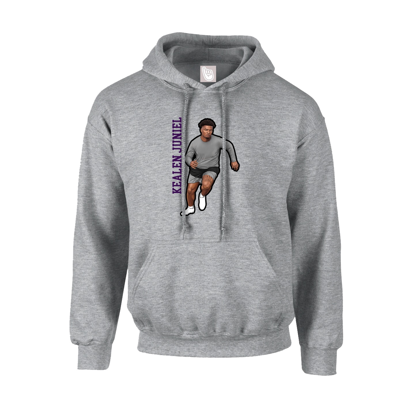 Hoodie — Name Vertical in Grey