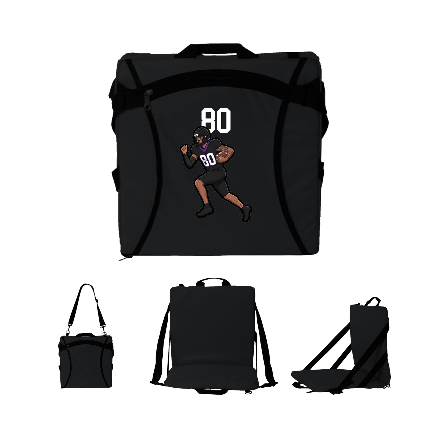 Folding Stadium Seat — Number Top in Black