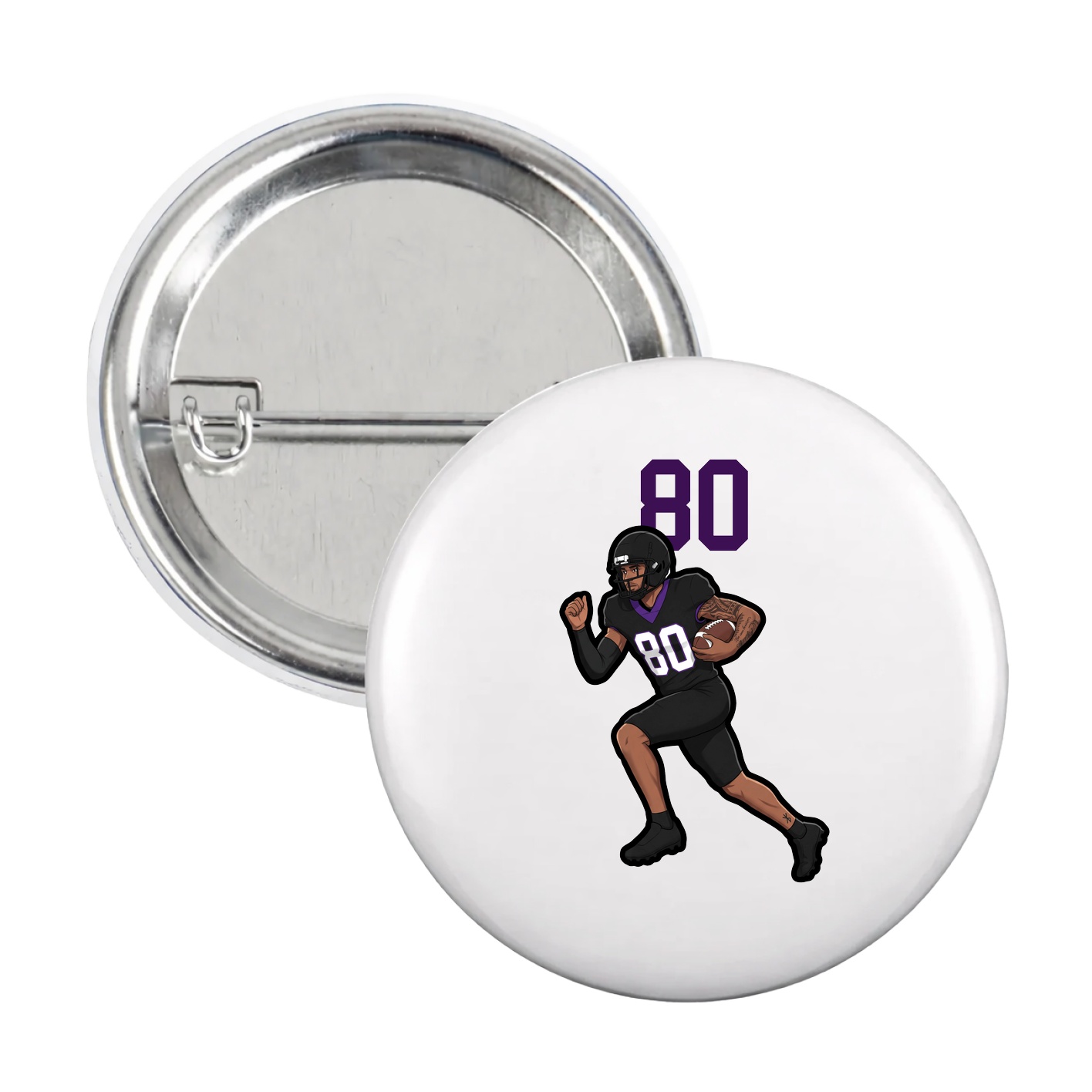 Game Day Button — Number Top in White