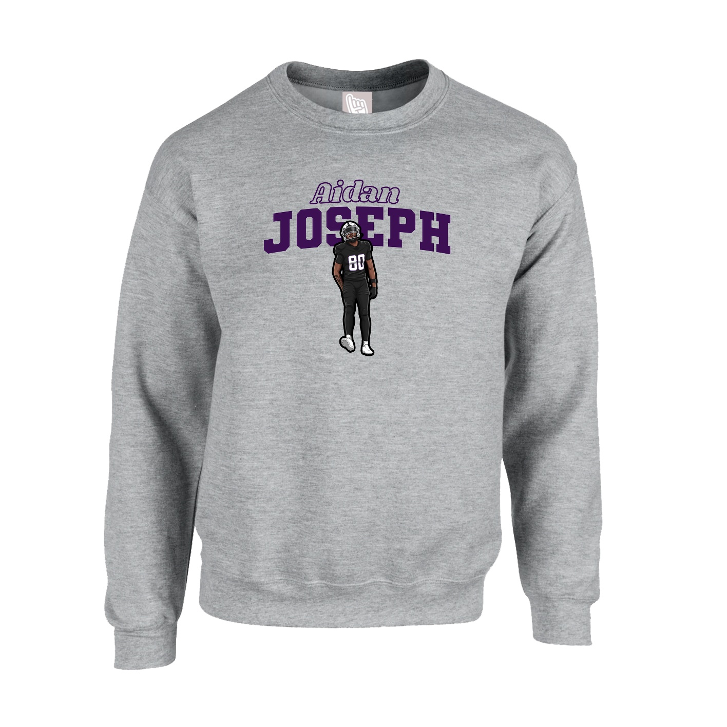 Fleece Crew — Name Arch in Grey