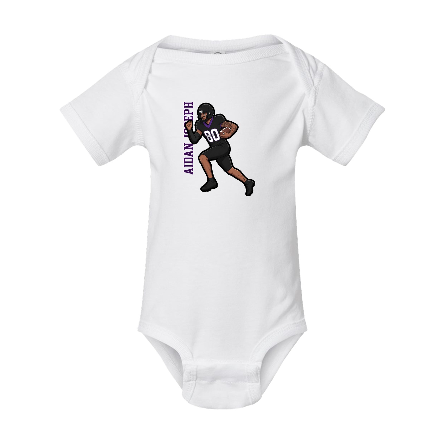 Baby Onesie — Name Vertical in White