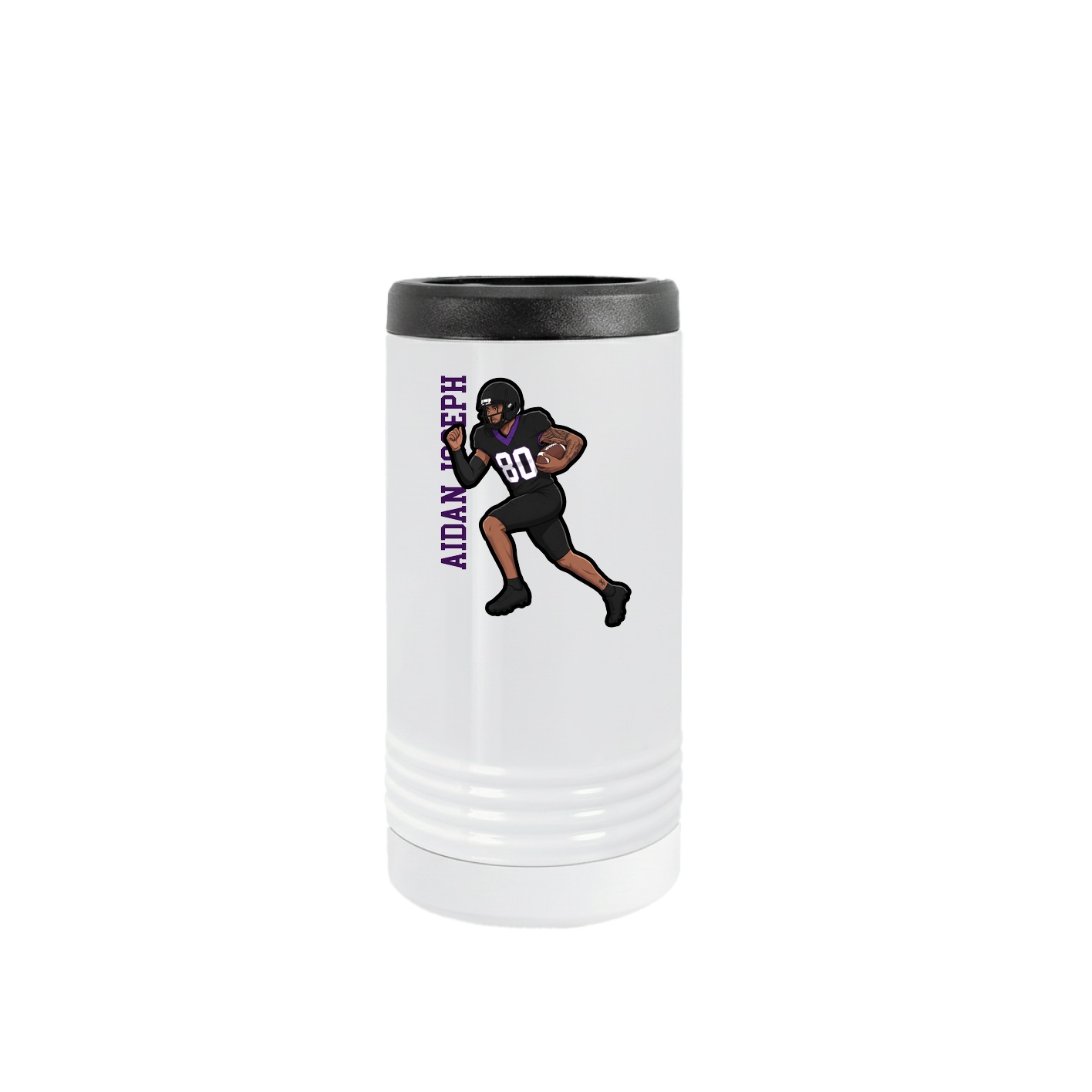 Slim Beverage Holder — Name Vertical in White