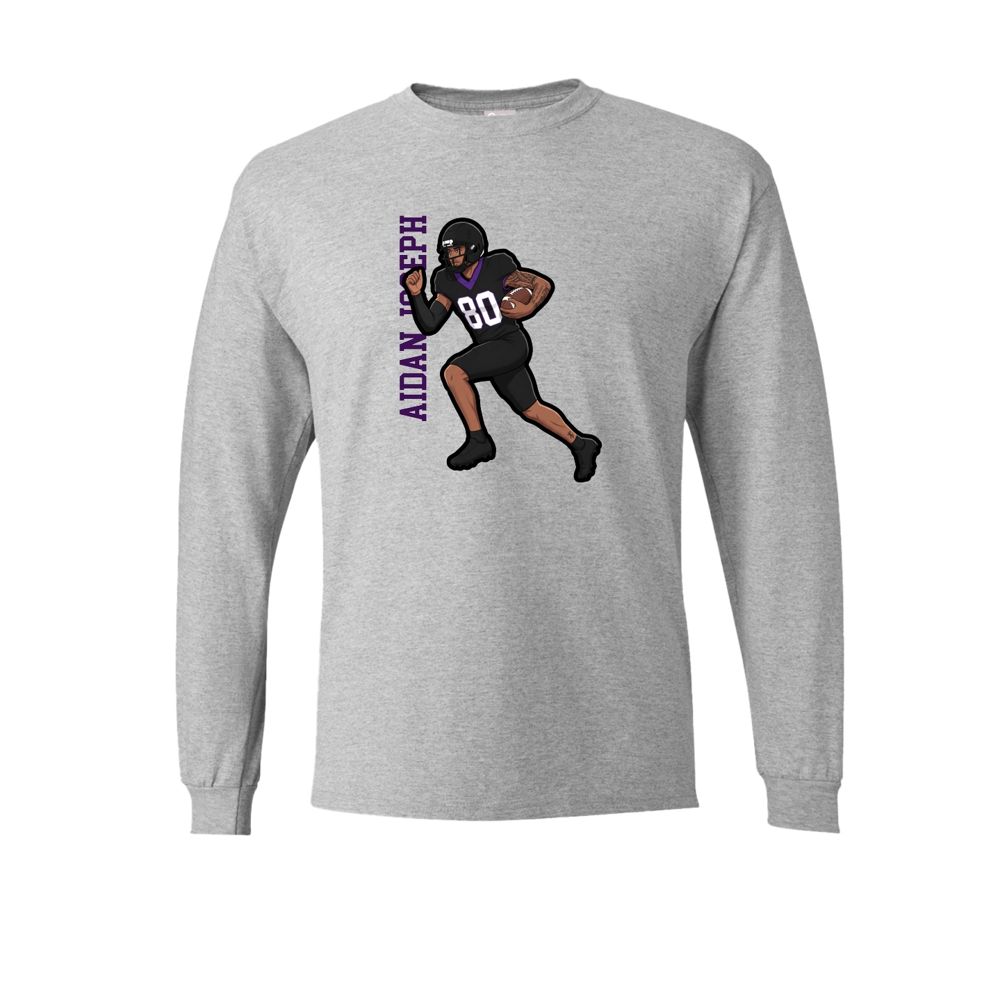Long Sleeve Tee — Name Vertical in Grey