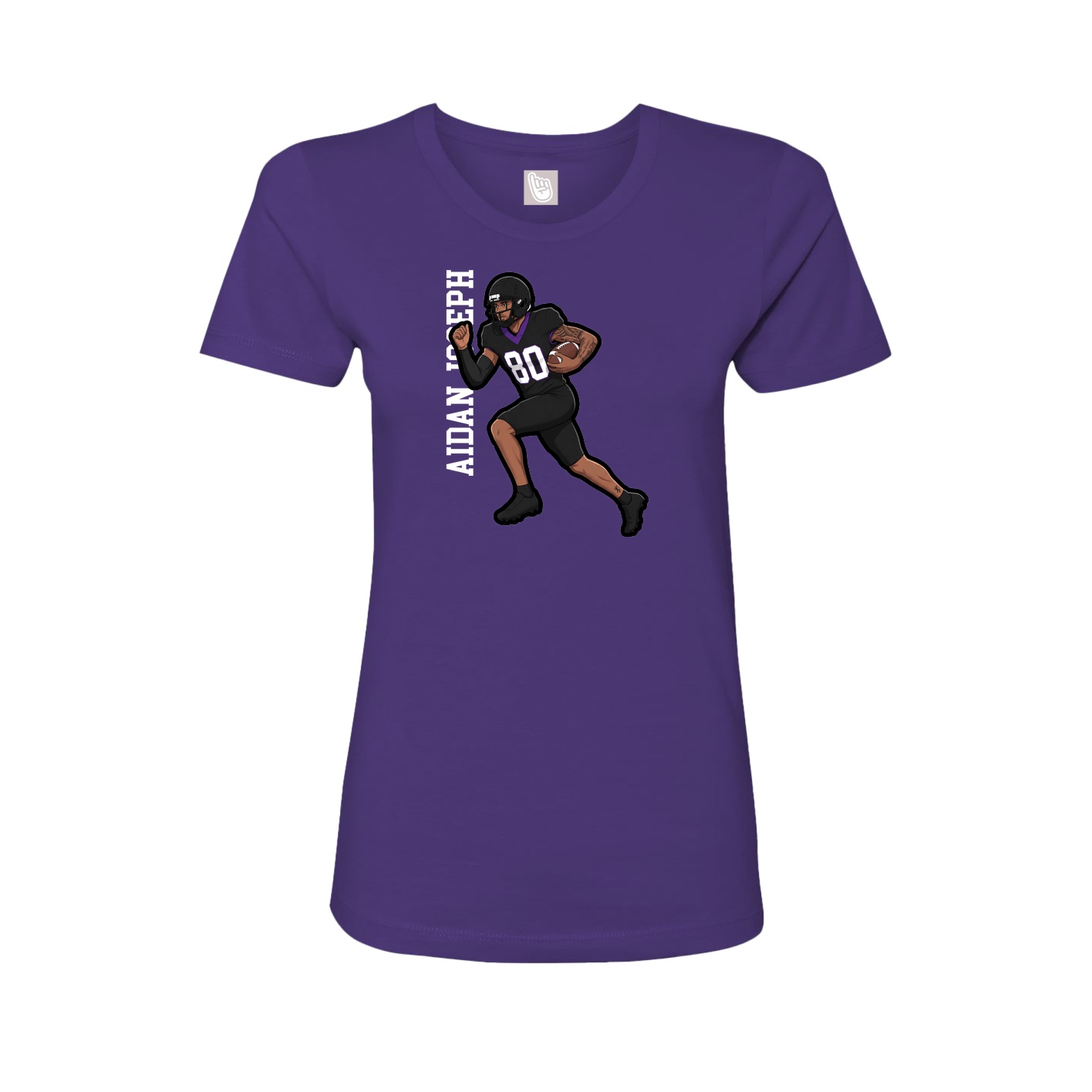 Fitted Women's Tee — Name Vertical in Purple