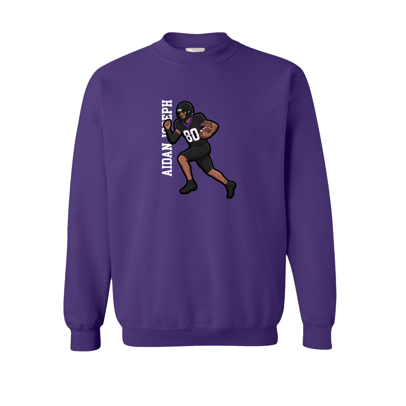 Fleece Crew — Name Vertical in Purple