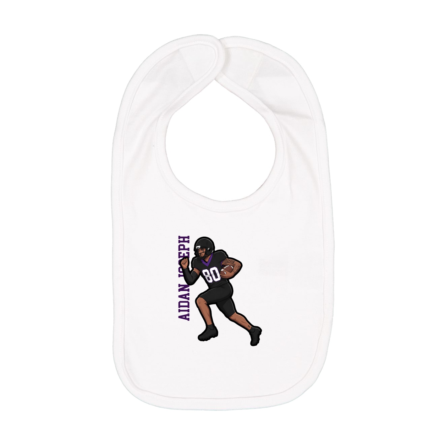 Infant Bib — Name Vertical in White