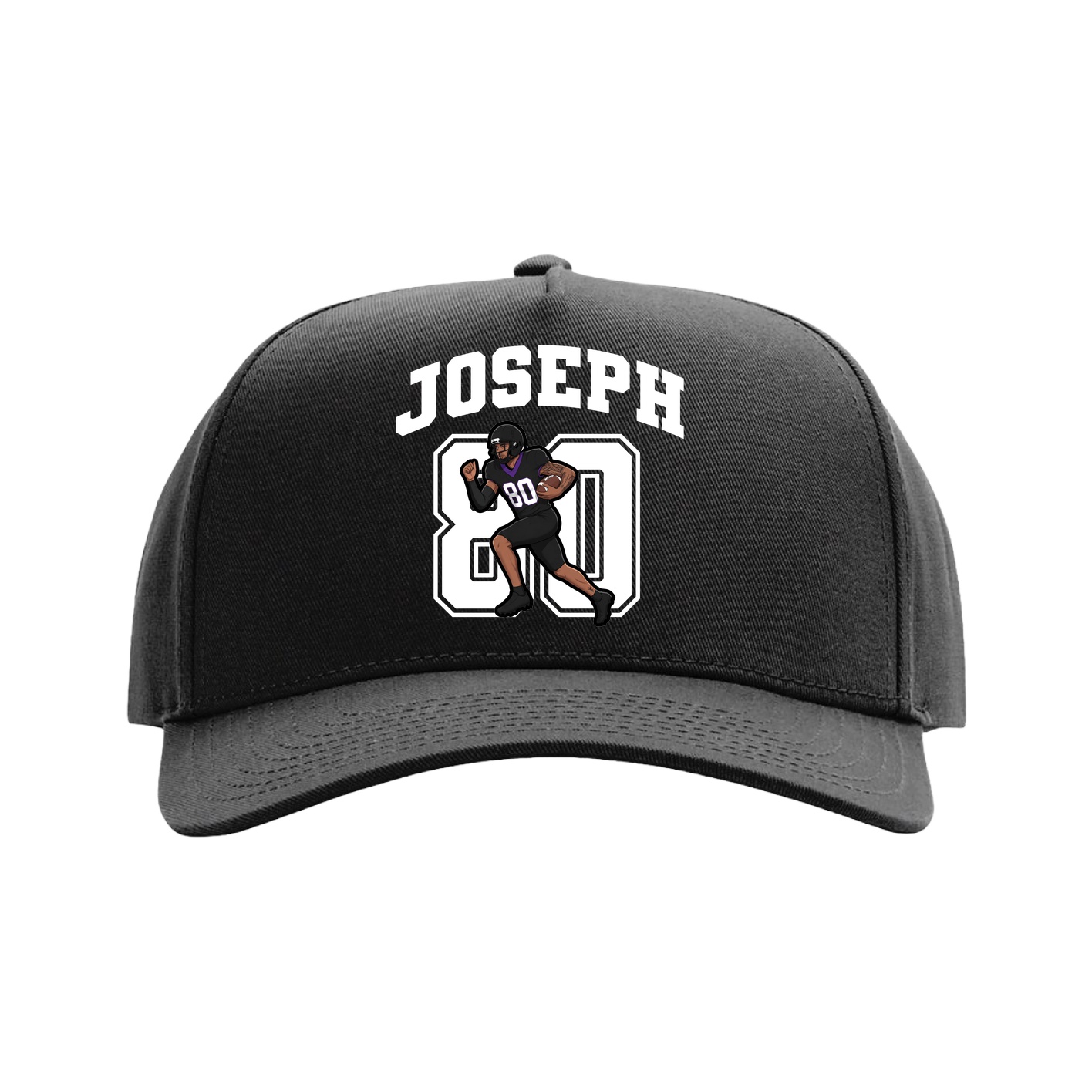 Full Fabric Five-Panel Champ Cap — Number in Black