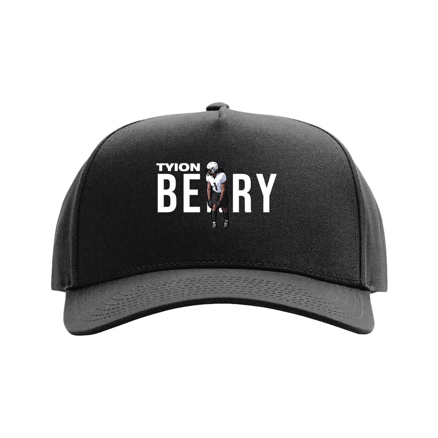 Full Fabric Five-Panel Champ Cap — Player Name in Black