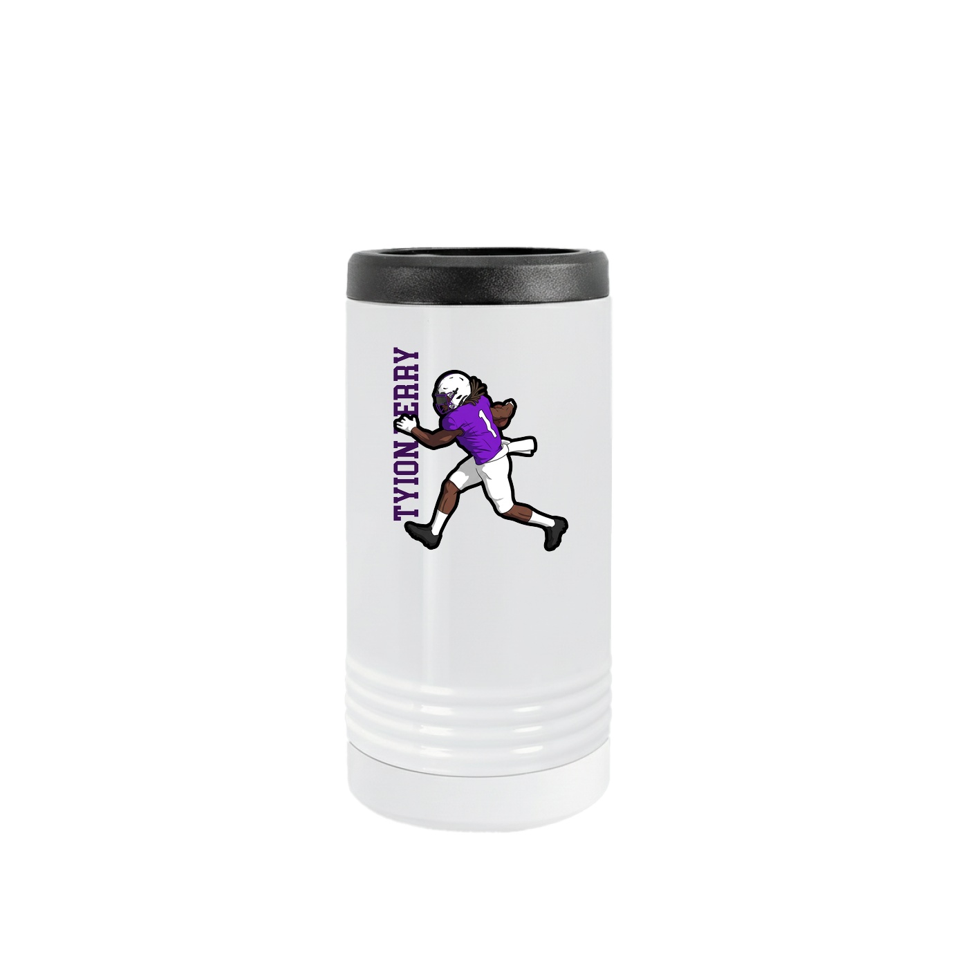 Slim Beverage Holder — Name Vertical in White