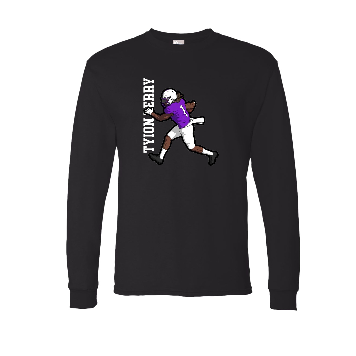 Long Sleeve Tee — Name Vertical in Black