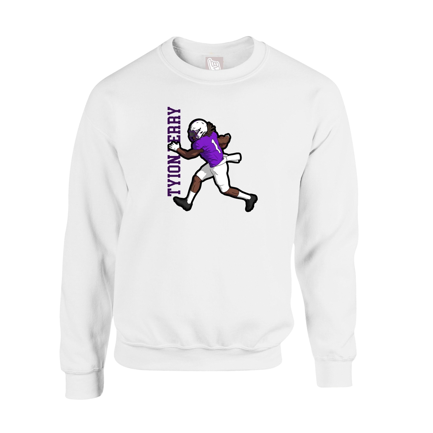 Fleece Crew — Name Vertical in White