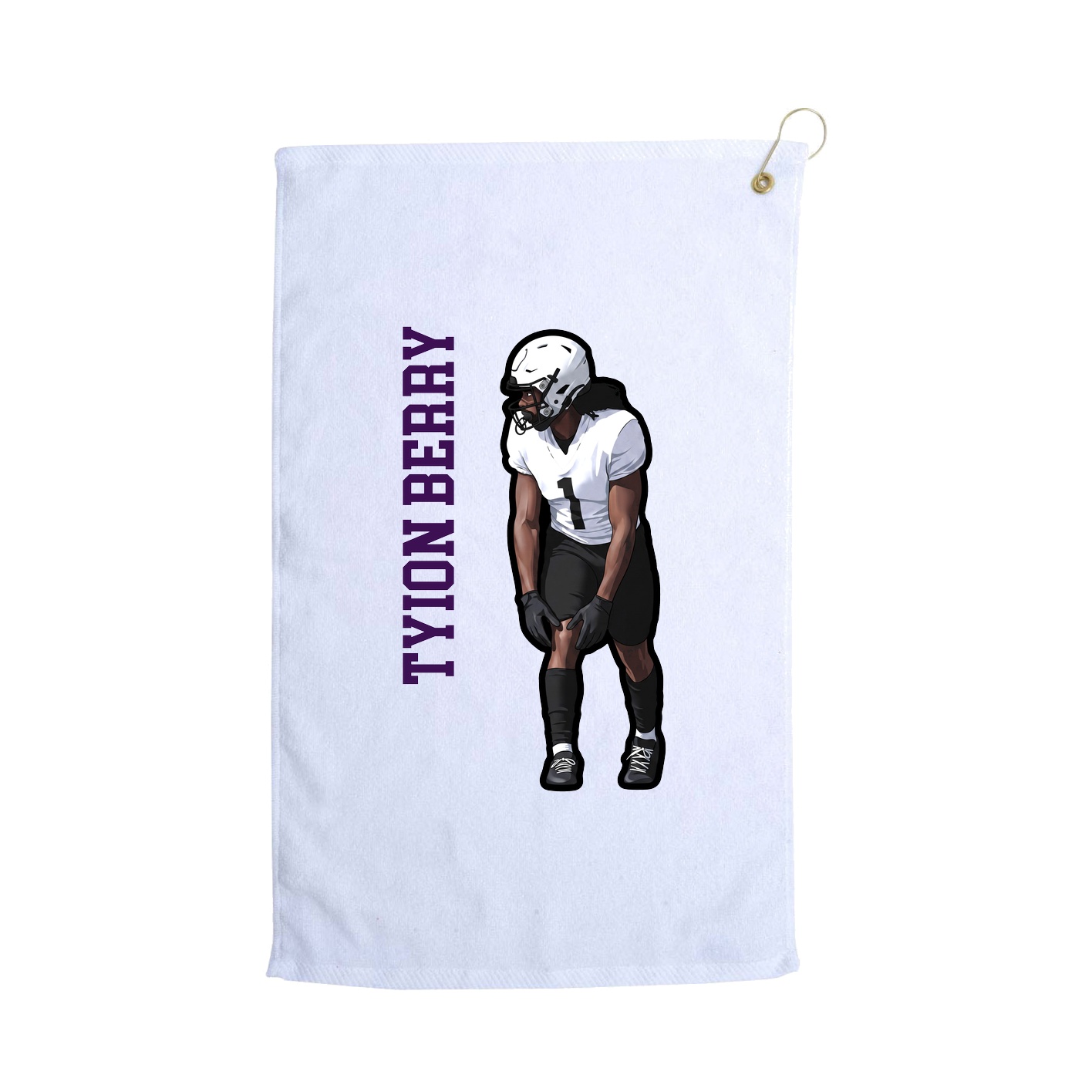 Golf Towel — Name Vertical in White