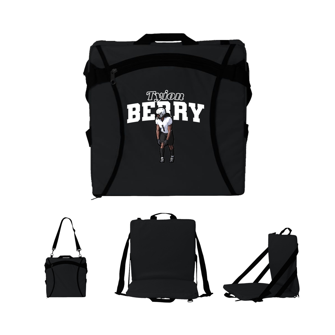 Folding Stadium Seat — Name Arch in Black