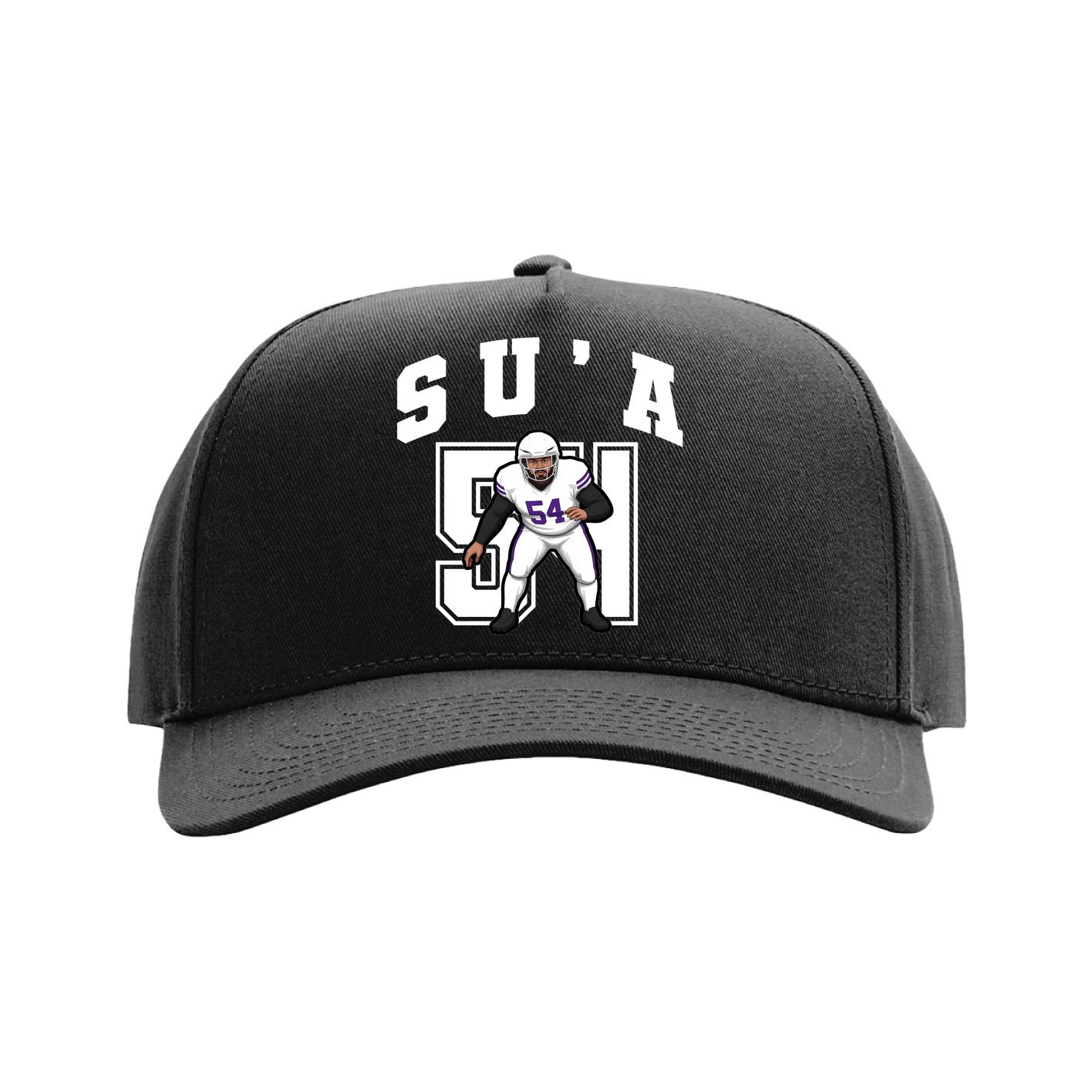Full Fabric Five-Panel Champ Cap — Number in Black