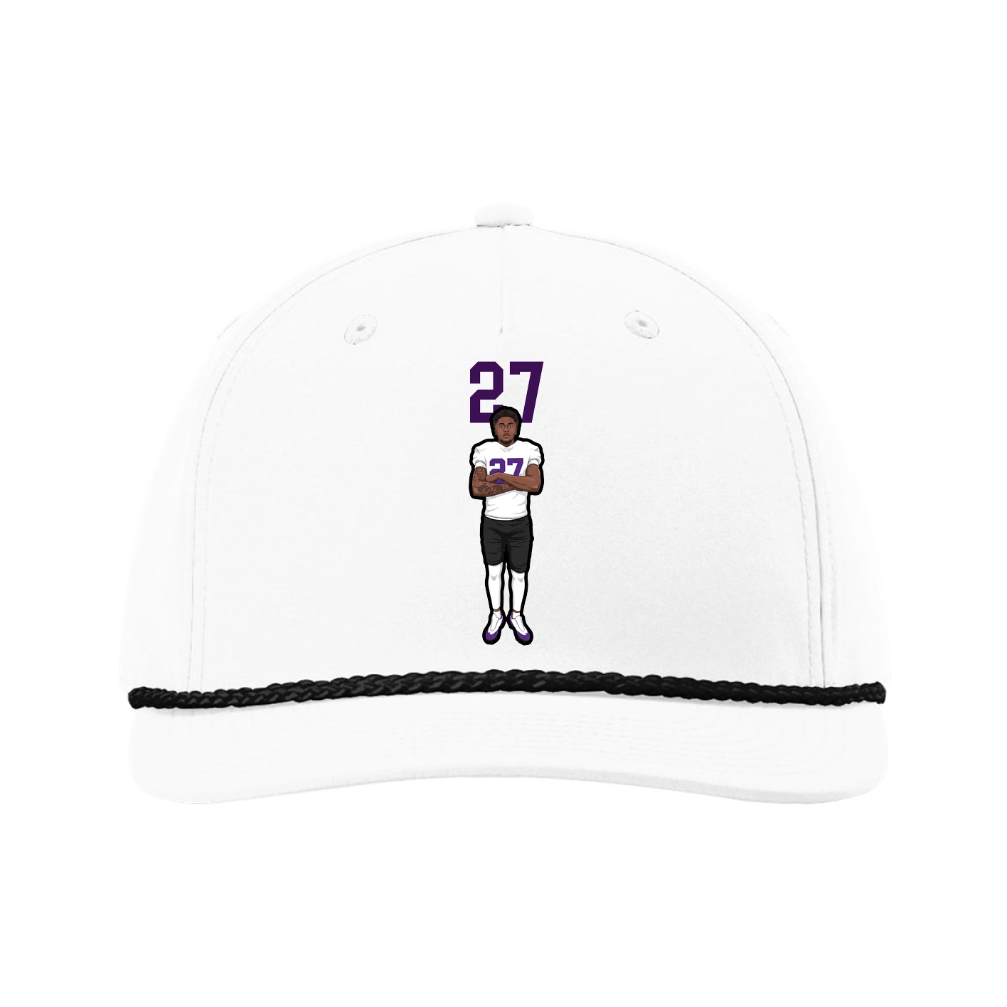 Five-Panel Classic Rope Cap — Number Top in White