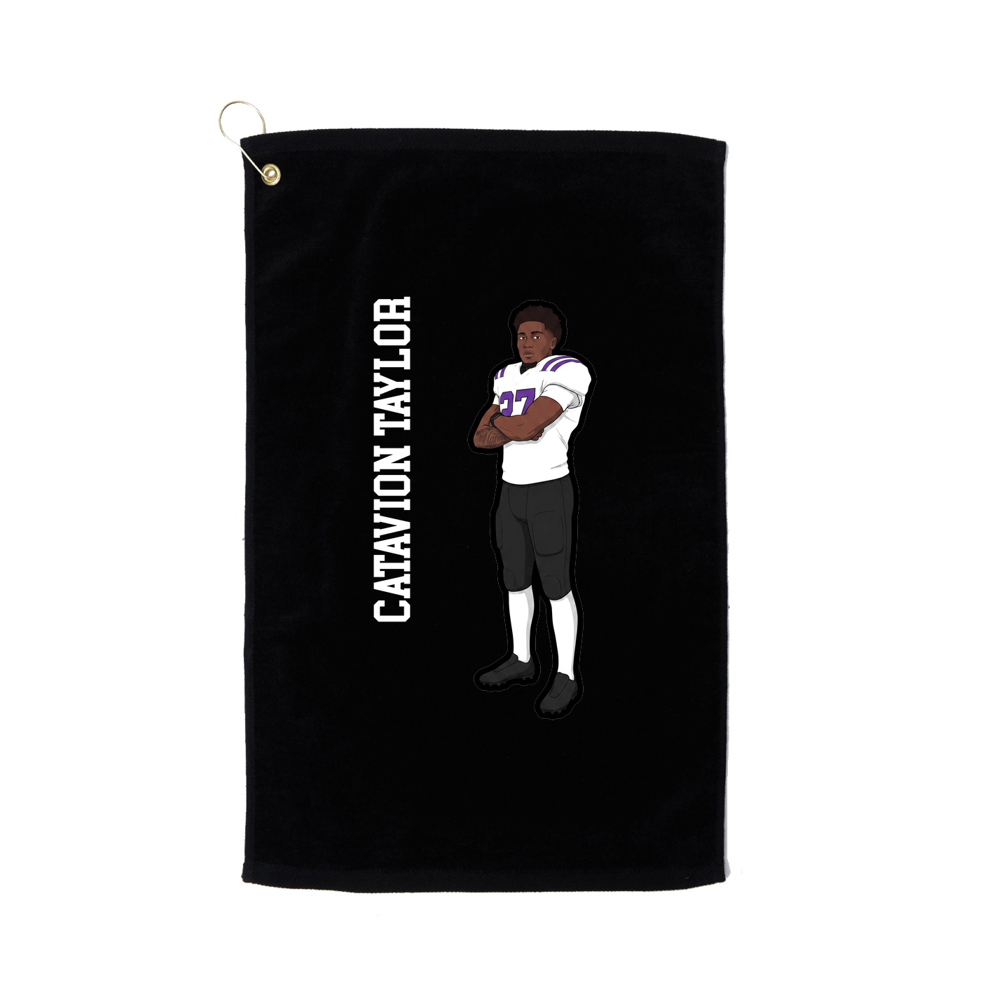 Golf Towel — Name Vertical in Black