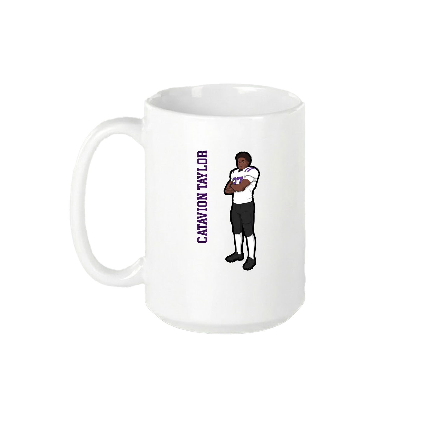 15oz Coffee Mug — Name Vertical in White