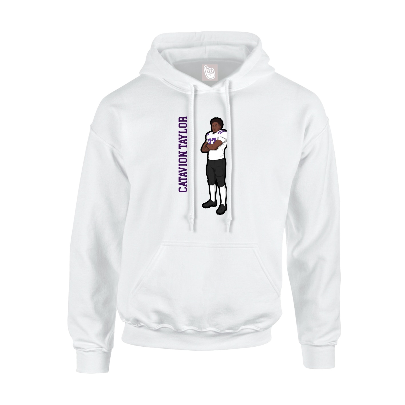 Youth Hoodie — Name Vertical in White