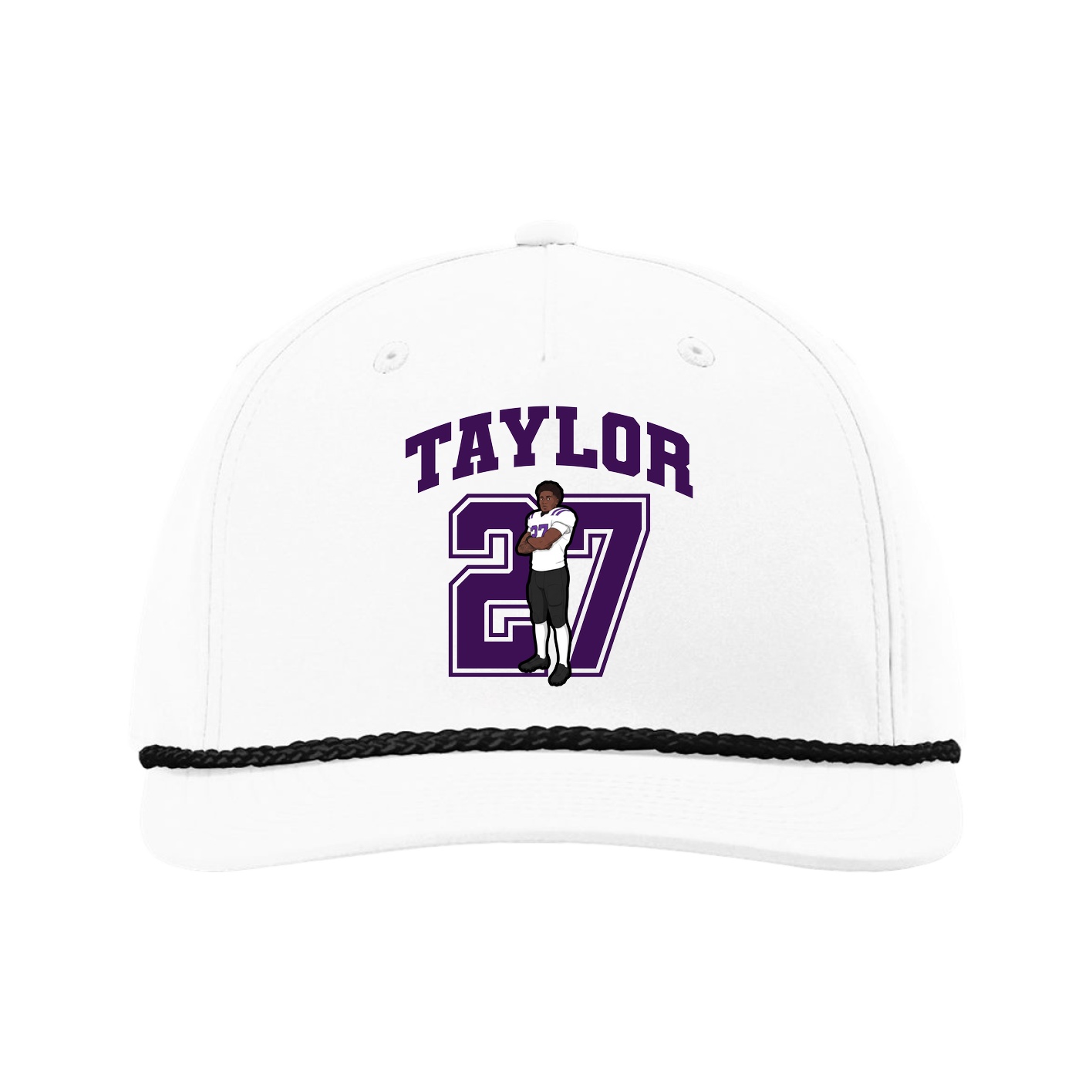Five-Panel Classic Rope Cap — Number in White