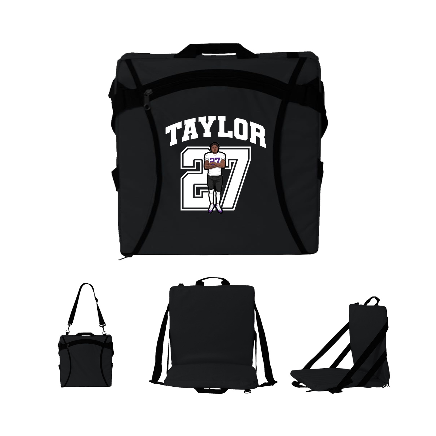 Folding Stadium Seat — Number in Black