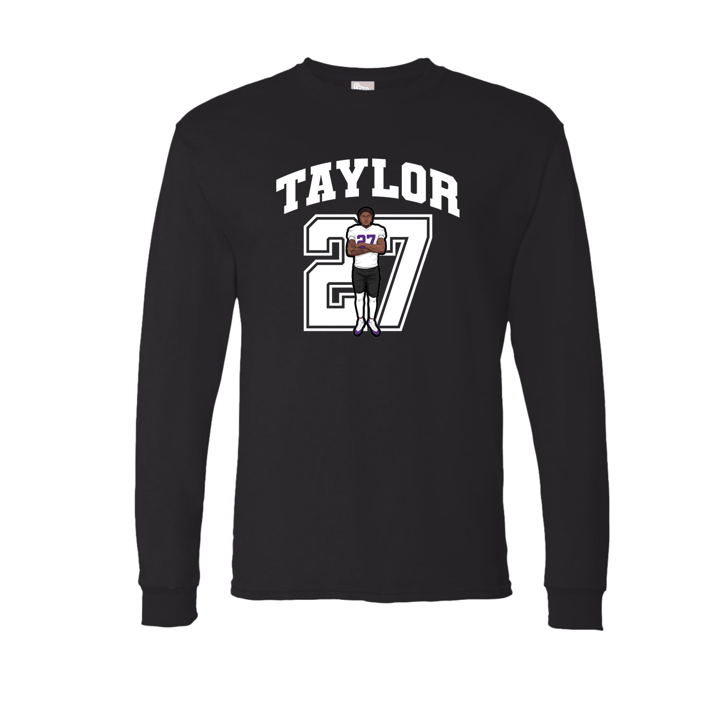 Long Sleeve Tee — Number in Black