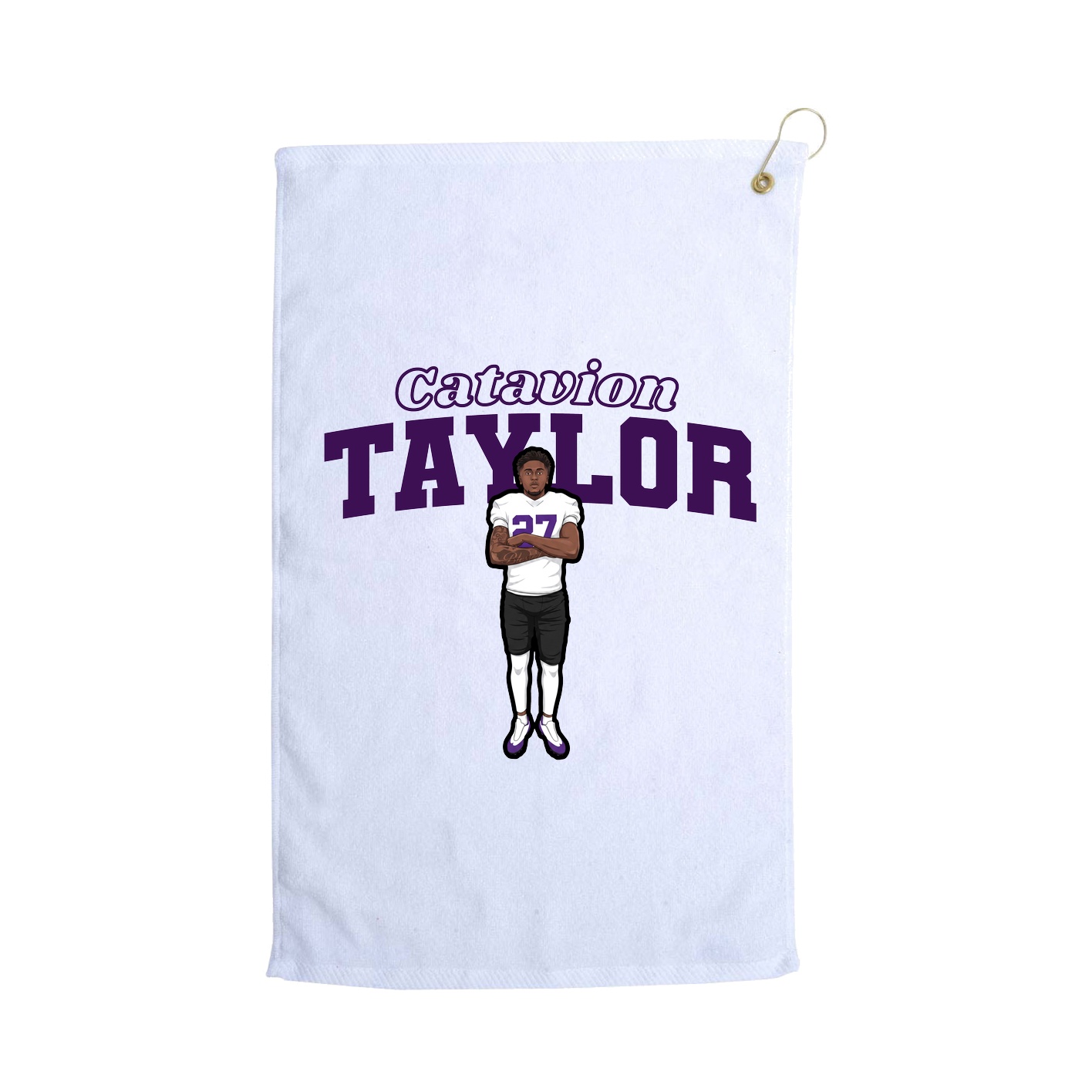 Golf Towel — Name Arch in White