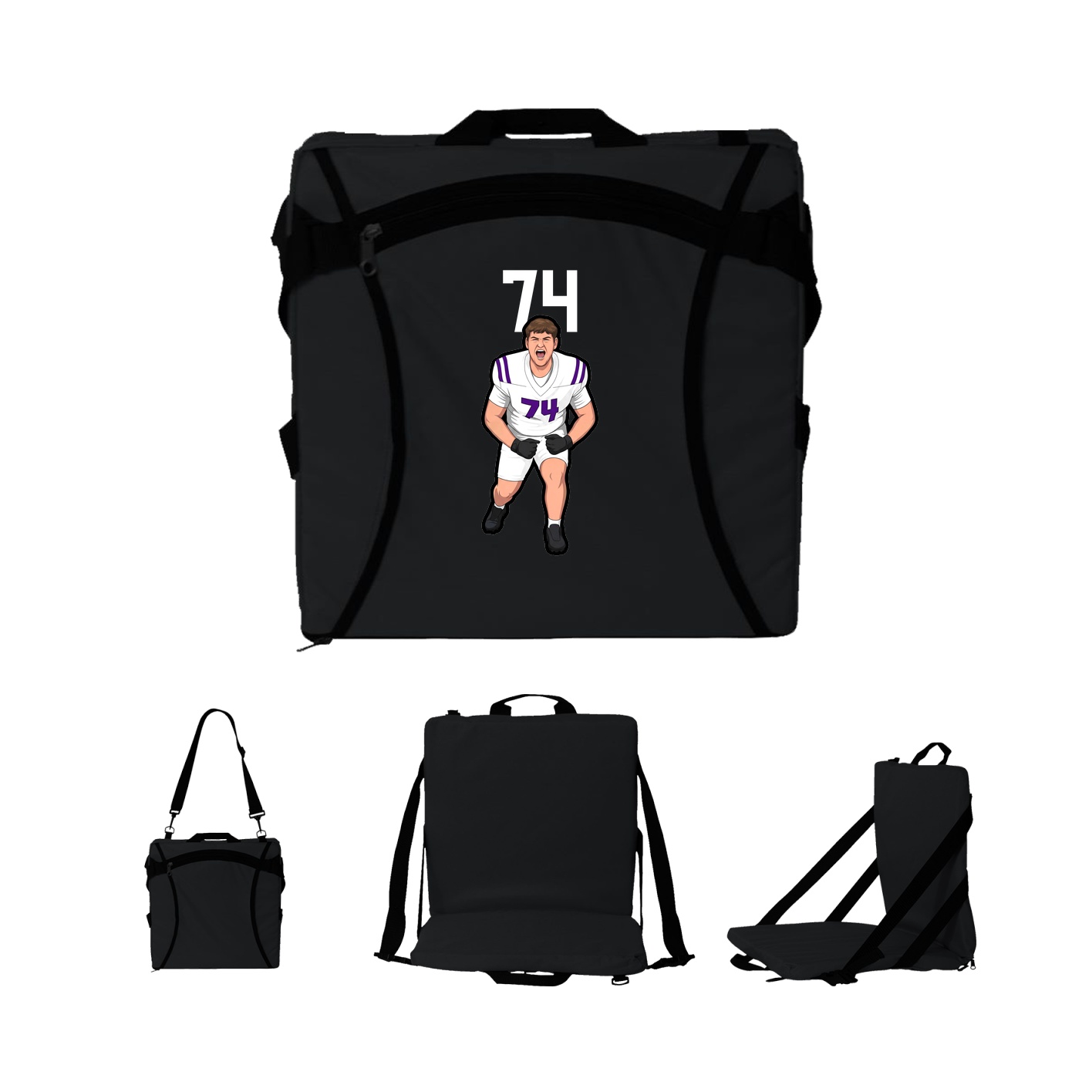 Folding Stadium Seat — Number Top in Black