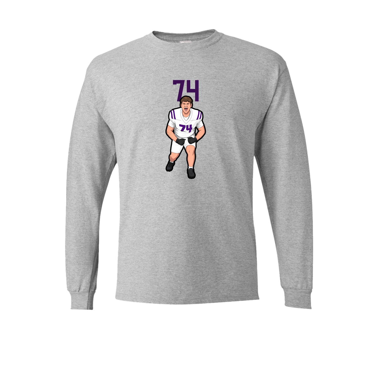 Long Sleeve Tee — Number Top in Grey